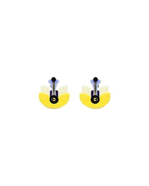 Gissa Bicalho Multicolor Handmade Acrylic Earring Short Lotus Flower