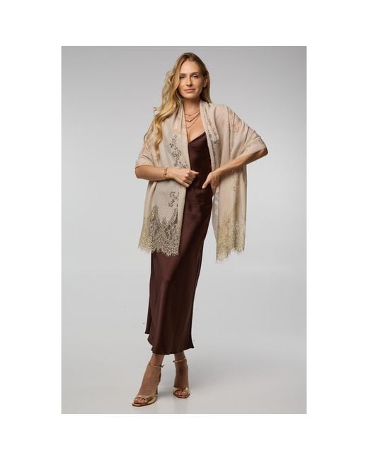 Saachi Pink Lace Shimmer Taupe Scarf