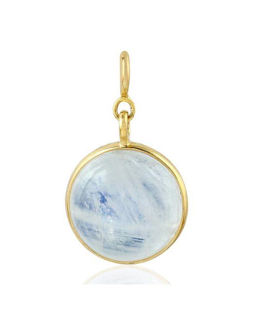 Artisan Blue 18k Yellow With Bezel Set Moonstone Gemstone Moon Design Charm Pendant