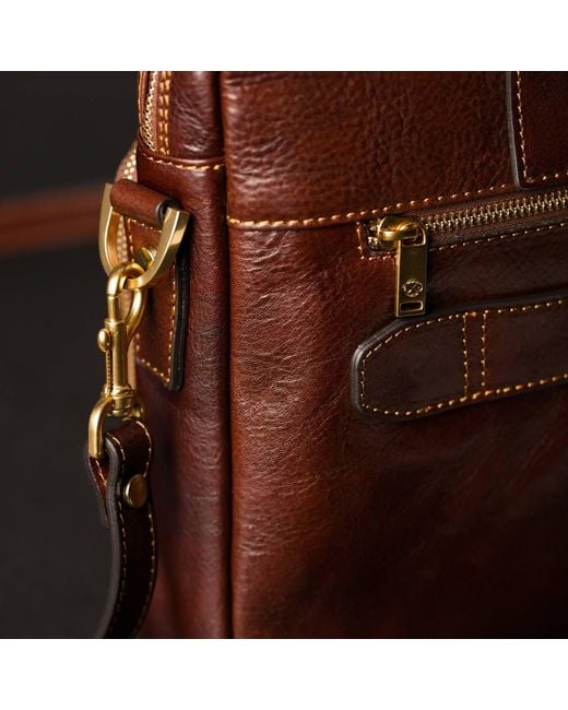 Time Resistance Brown Leather Briefcase Laptop Bag