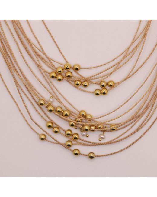 Nart Nature Making Art Metallic The Balls Layers Buriti Natural Fiber Necklace