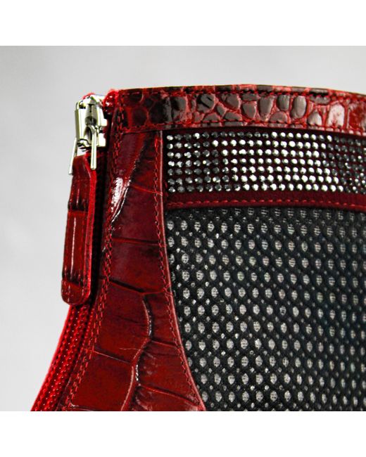 Stessa by Sarah Red The Valentina Croc Mesh Boot