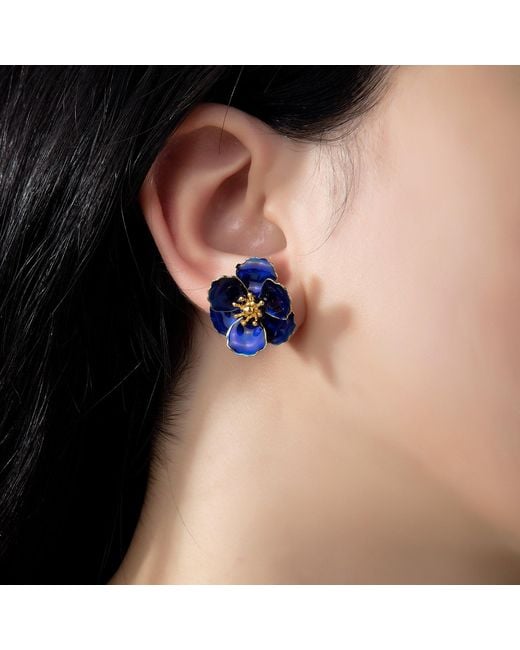 Milou Jewelry Blue Blossom Flower Earrings