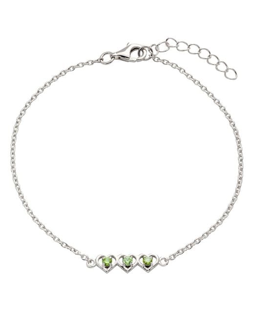 Belinda Jewelz Metallic Peridot Triple Heart Bracelet