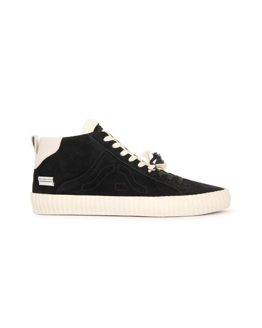 Springa | Unique Vulcanized Sneakers Italian Handmade Black Wavy Suede High Top for men