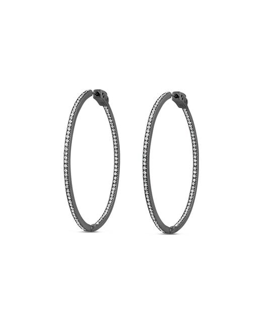 SALLY SKOUFIS Metallic Light Hoop Earrings With Made Cz Diamond Stimulant
