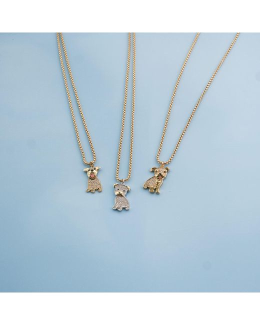 Cloud Haven Metallic Mini Cz Smiling Pittie Pendant Necklace