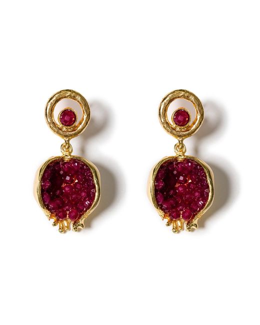 Kybele Studio Metallic Pomegranate Earrings With Jade Accents