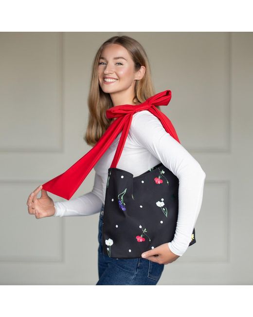 RainSisters Red Cosmic Bloom Bow Tote Bag