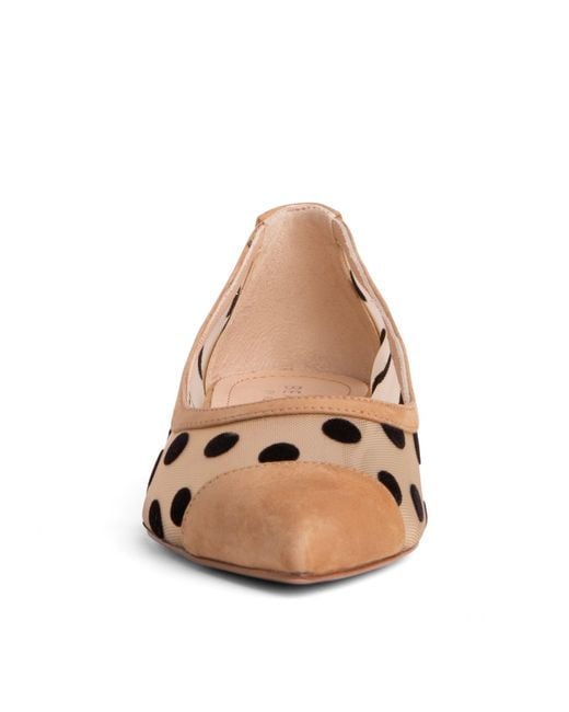 Beautiisoles by Robyn Shreiber Made in Italy Brown Blake Suede Ballerina Polka Dots & Mesh Comfortable Work & Evening Sexy Flat