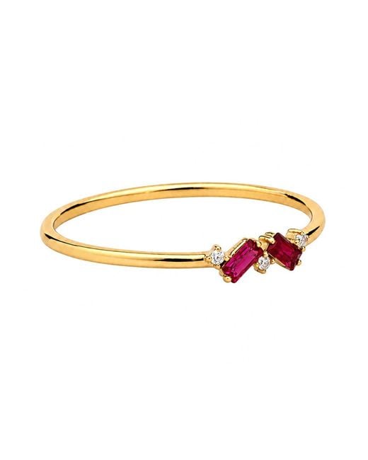 Belinda Jewelz Pink Ruby Double Baguette Birthstone Ring