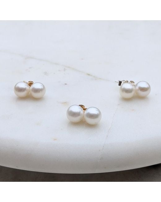 Kiri & Belle Metallic Luna Round Pearl Sterling Stud Earrings