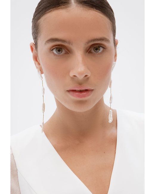 Lavani Jewels White Iris Keshi Pearl Earrings