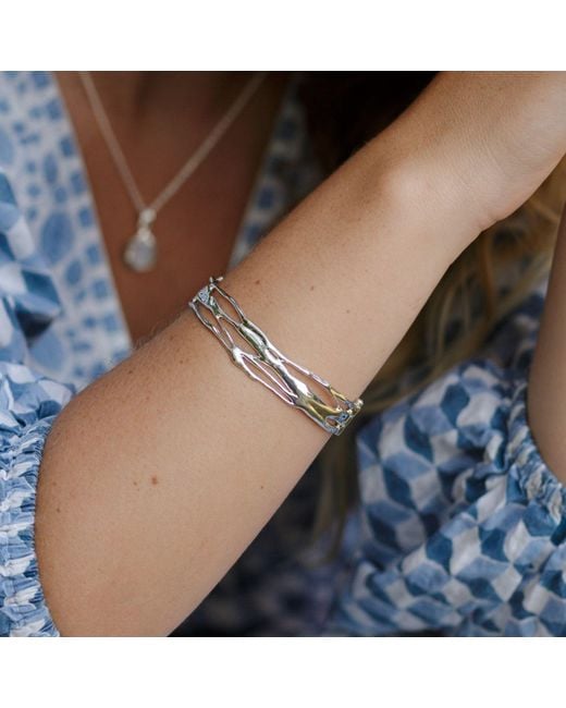 Isla Silver Metallic Organic Sterling Cuff Bangle