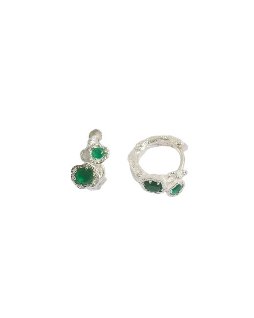 Claire Hill Designs Green Chalcedony Twisted Branch Huggies