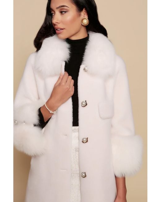 Santinni Natural Hayworth Wool & Faux Fur Coat