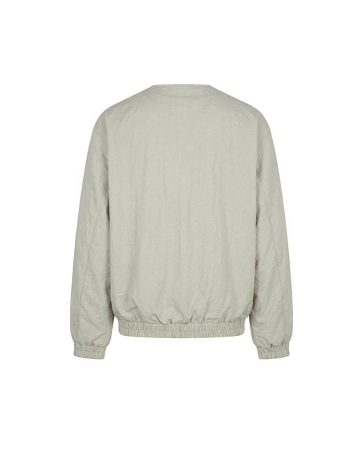 Modenaire Gray Neutrals Collarless Bomber Jacket Relaxed Fit Soft Structure for men