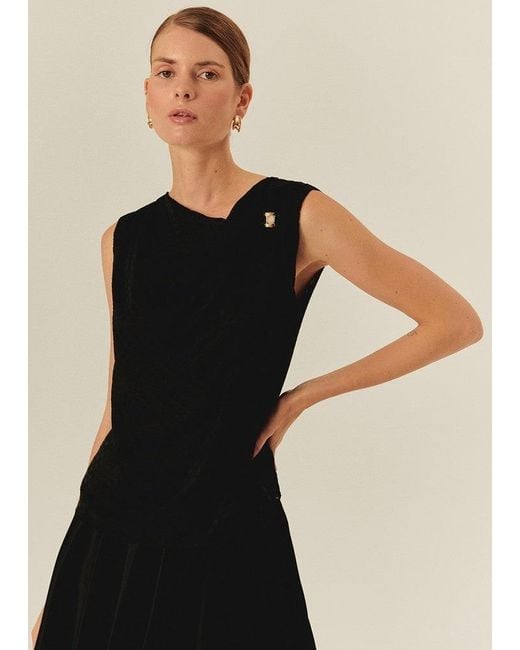 Exquise Black Stephanie Asymmetric Blouse