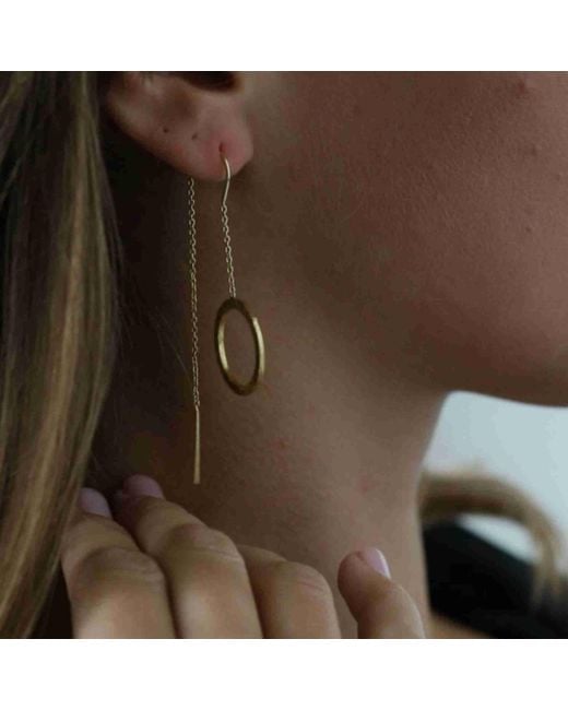 Protsaah Zurich Metallic Shimmering Disks Circle Chain Threader Earrings