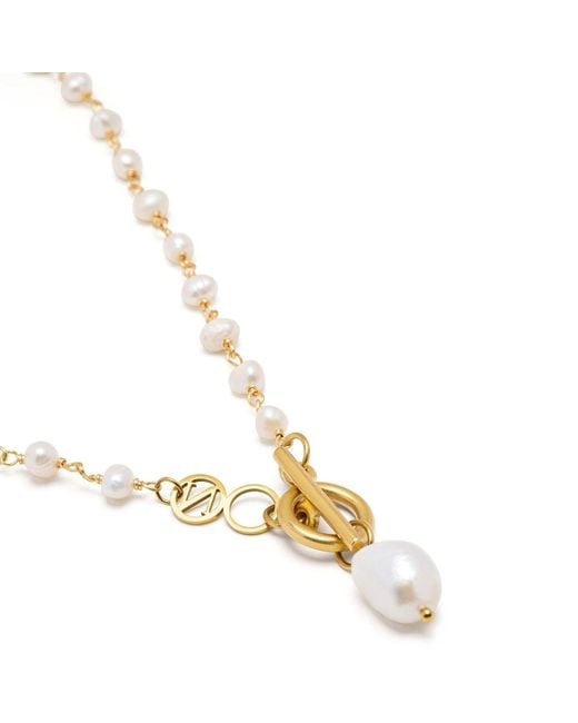 Nialaya Metallic Pearl Wrap Necklace