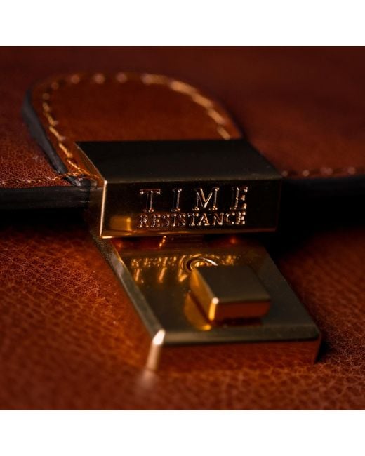 Time Resistance Brown Italian Cognac Leather Doctor Bag For