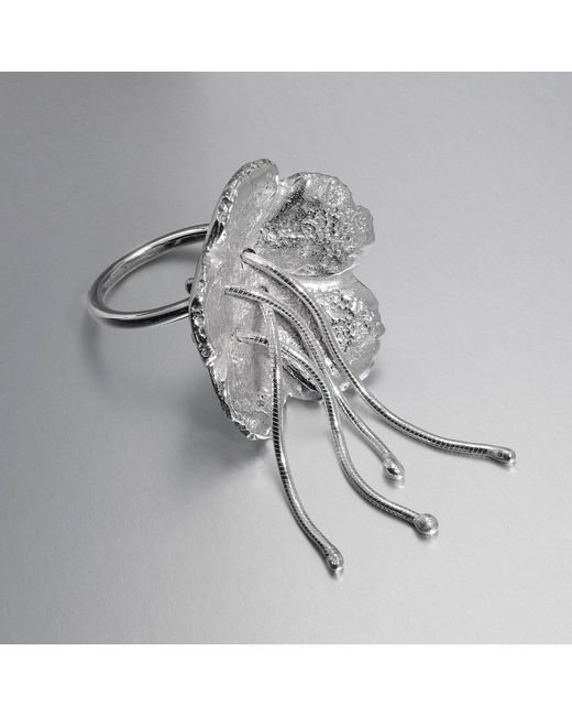 Lucy Quartermaine Metallic Large Flower Ring