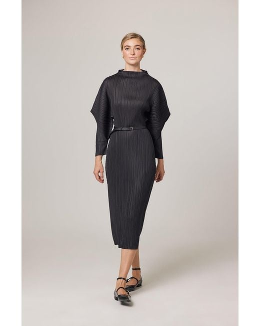 Wild Cosmos Black Hera Plissé Satin Sculpture Dress