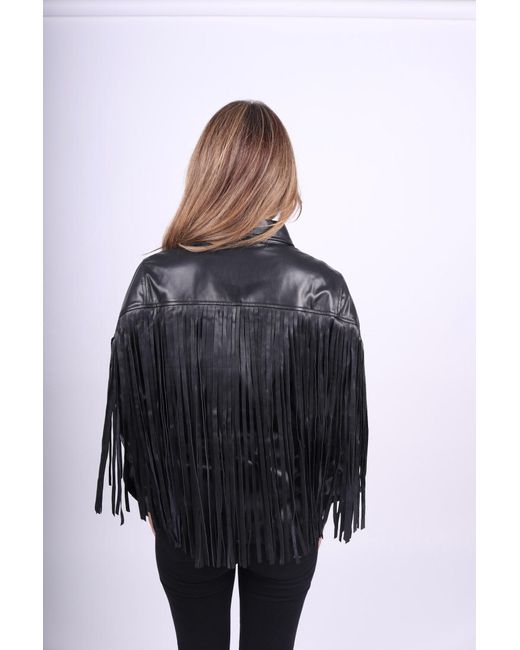 Any Old Iron Black Leather Fringe Button Up Shirt