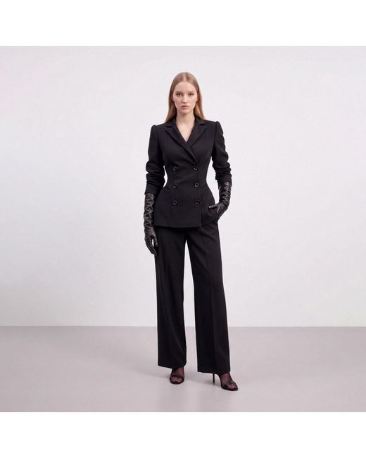 AVENUE No.29 Black Wool Pleated Long Trousers