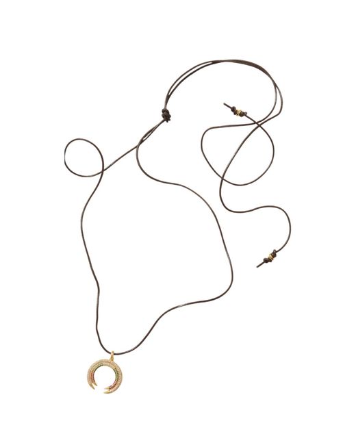 Alexie of Athens Metallic Crescent Leather Wrap Necklace