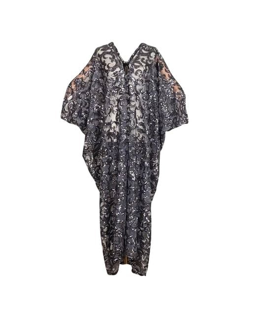 Jennafer Grace Gray Empire Sequin Caftan Kaftan Dress