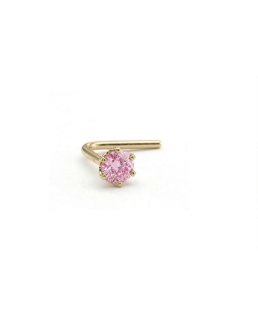 Zahav Jewelry White 14K Solid 24G 2Mm Cz L Shape Nose Stud