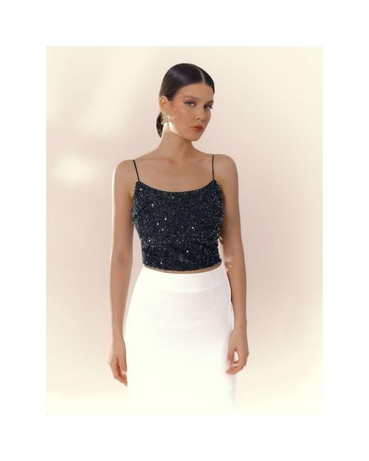 Elsava Black Nox Sequin Top