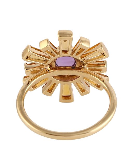 Artisan Metallic Amethyst & Citrine Sunburst Diamond Ring
