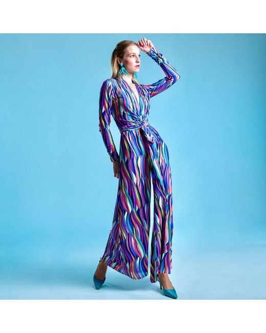 Beatrice von Tresckow Blue Abstract Wide Leg Jumpsuit