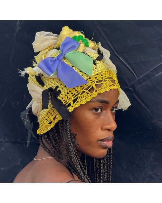 Miro Misljen Yellow Sunlit Patchwork Crochet Headpiece