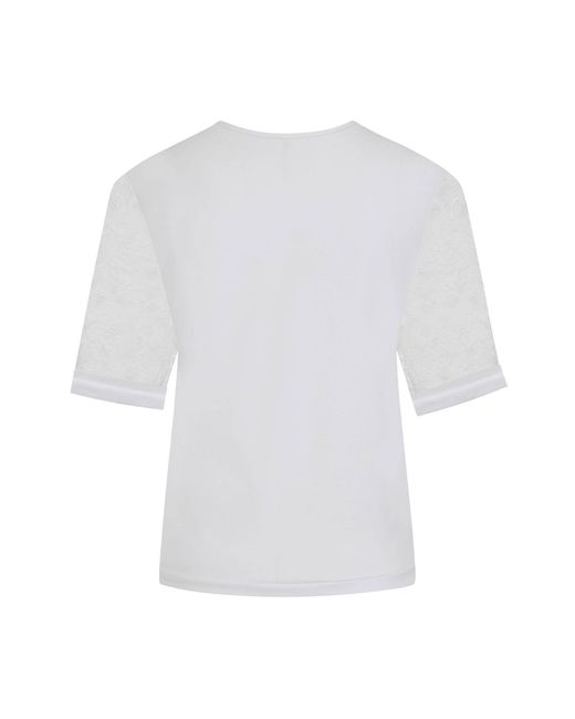 Sophie Cameron Davies White Ivory Lace Sleeve Cotton T-Shirt