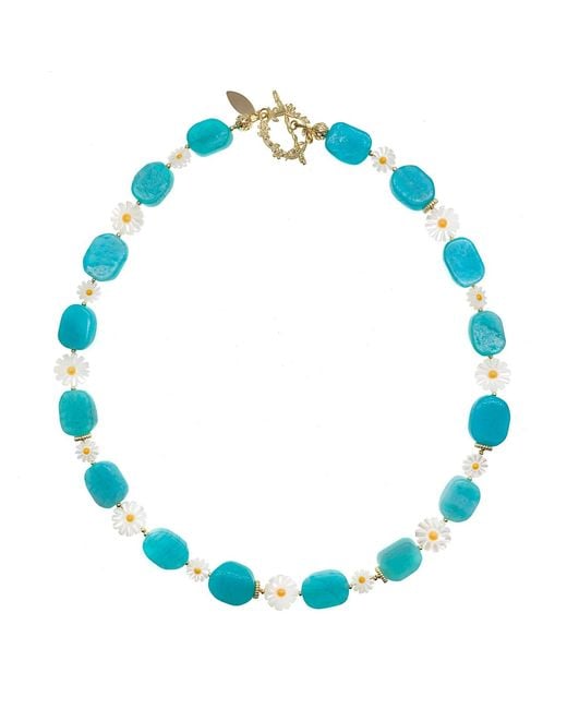 Farra Blue Amazonite With Foral Shells Short Necklace