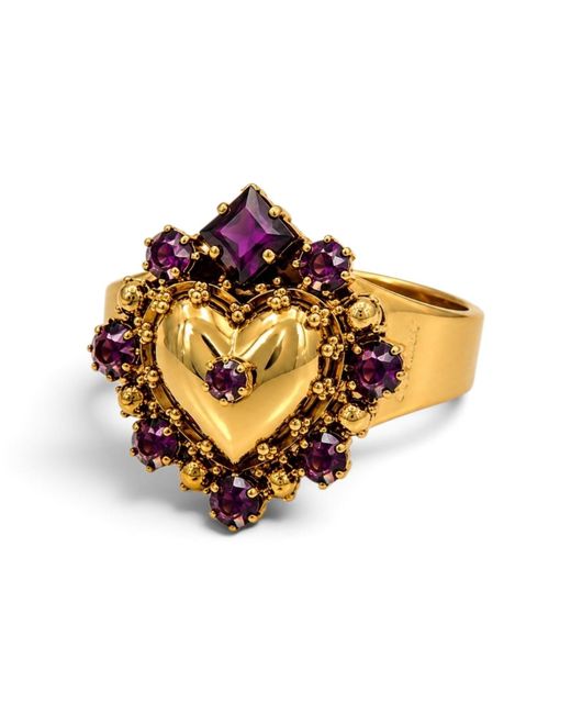 Vstyle Metallic Viola Sacred Heart Ring – Swarovski Crystals