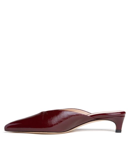 Beautiisoles by Robyn Shreiber Made in Italy Red Gal Burgundy Leather Mule With Low Heel Comfortable For Evening & Day Wear