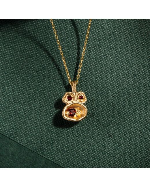 Claire Hill Designs Metallic Garnet Lichen Pendant Necklace
