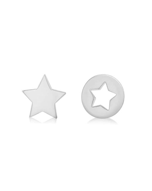 Posh Totty Designs Metallic Sterling Silver Mismatch Star Stud Earrings