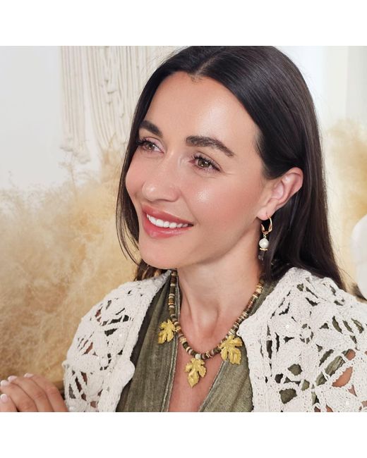 Farra Metallic Agate With Maple Leaves Statement Necklace