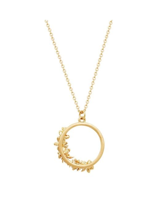 Fable England Metallic Floral Wreath Necklace & Floral Wreath Hoop Earrings Set