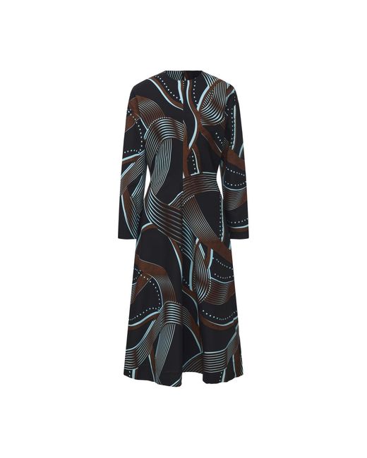 FRONT ROW SHOP Black Printed Draped-Waist Dress Multi