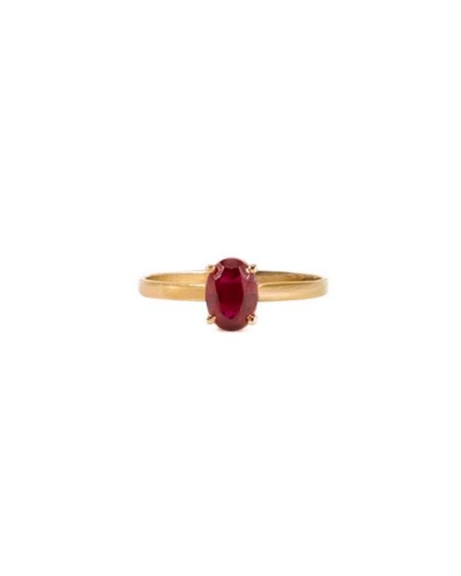 Marteliè Pink Ring With Oval-Cut Synthetic Ruby