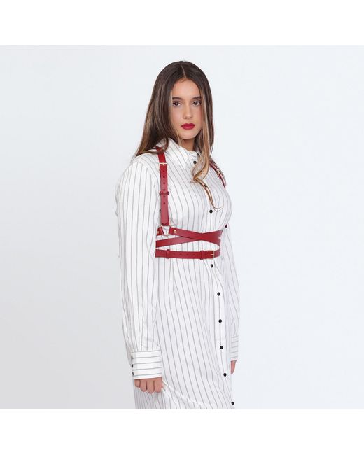 Haute Cuir Red Double Belt Leather Harness