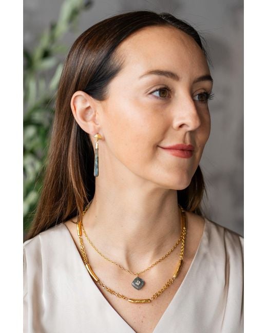 Loni Paul Jewelry Blue Labradorite Long Drop Earrings