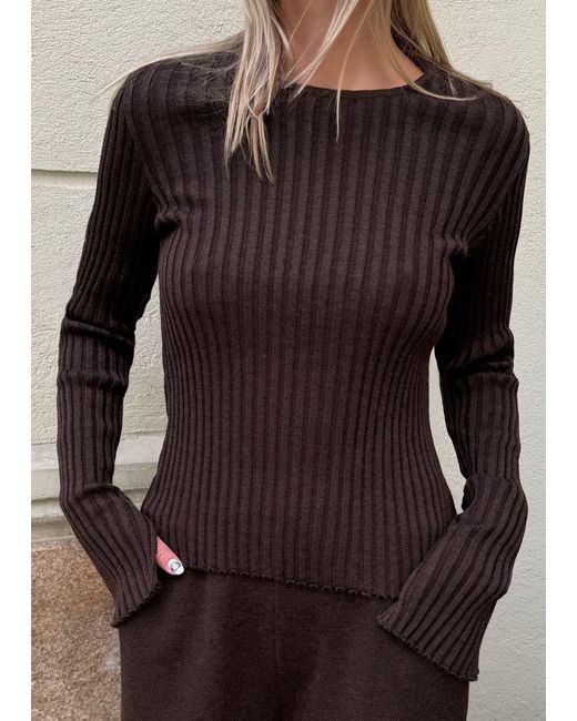 SALANIDA Brown Brera Merino Long-Sleeve Top Chocolate