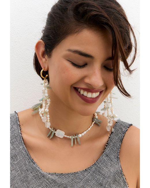 Lavani Jewels White Aquamarine And Pearl Necklace Elsea
